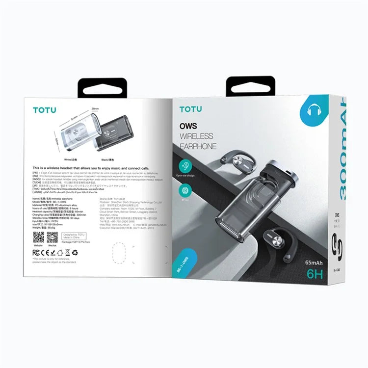 TOTU BE-1-OWS Earhook Hanging Headset Bluetooth Wireless Headphone Earphone with Charging Bin