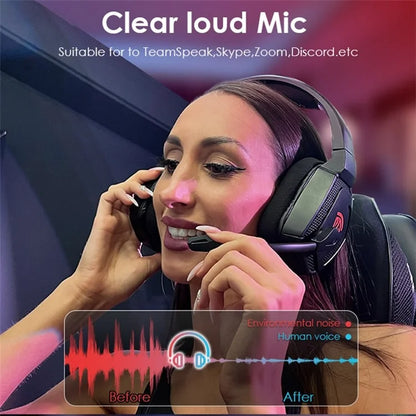 EASYSMX C07W Wireless Bluetooth Headphones with Microphone 2.4GHz USB Gaming Headset for PC, PS5, PS4