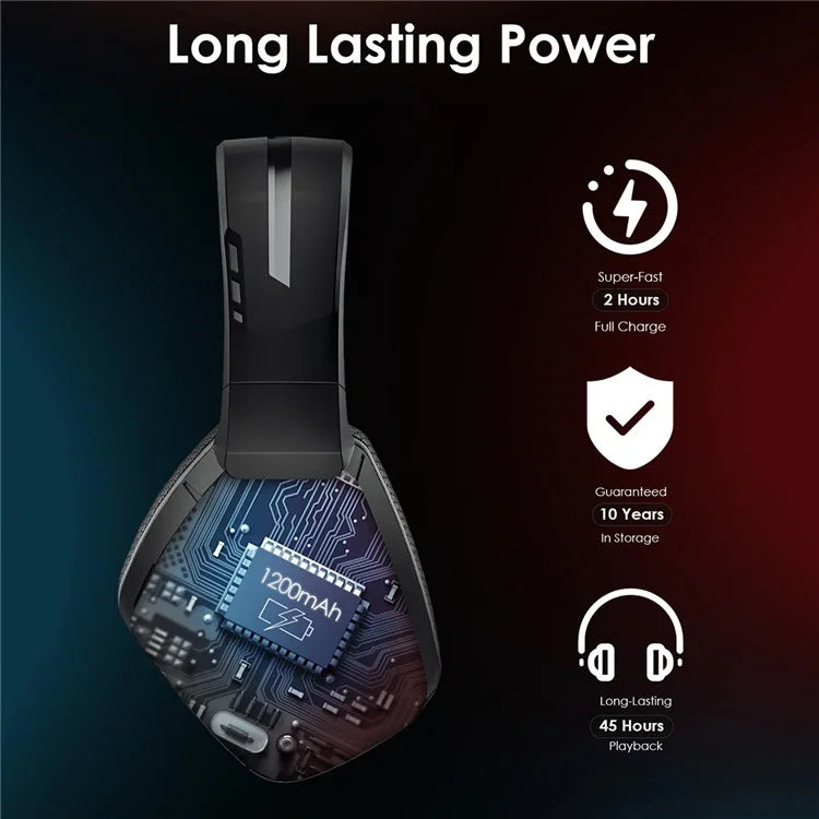 EASYSMX C07W Wireless Bluetooth Headphones with Microphone 2.4GHz USB Gaming Headset for PC, PS5, PS4