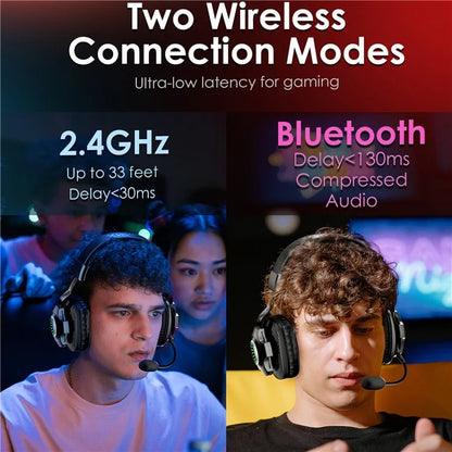 EASYSMX V07W Wireless Headset 3 Modes Gaming Headphones with Noise Cancelling Microphone for PC / PS4 / PS5