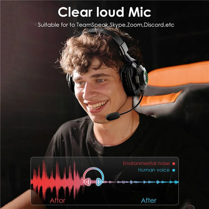 EASYSMX V07W Wireless Headset 3 Modes Gaming Headphones with Noise Cancelling Microphone for PC / PS4 / PS5