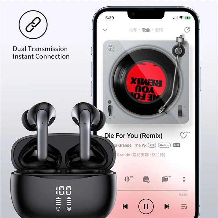 S52 TWS Earphones Stereo Sound Bluetooth 5.3 Semi-in-ear Wireless Headphones