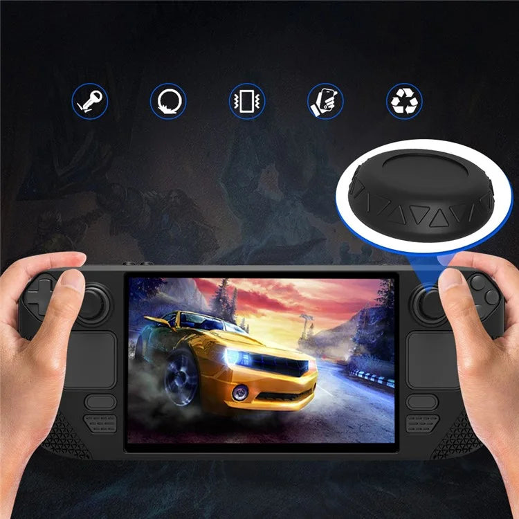 For Steam Deck Anti-Scratch Silicone Cover Protective Case with 2 Rocker Caps