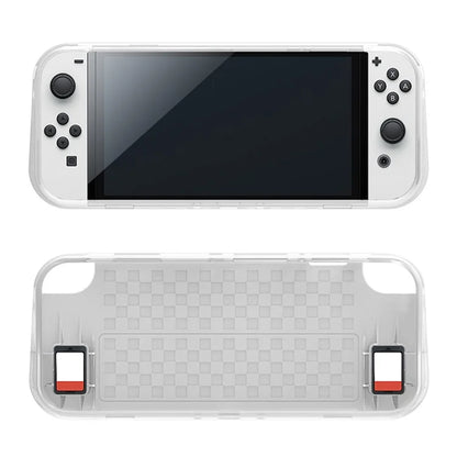 For Nintendo Switch OLED Grid Pattern TPU Protective Case Anti-drop Game Console Shell