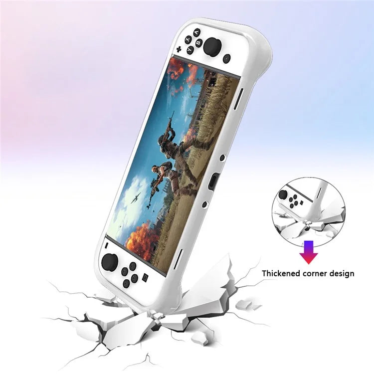 For Nintendo Switch OLED Grid Pattern TPU Protective Case Anti-drop Game Console Shell