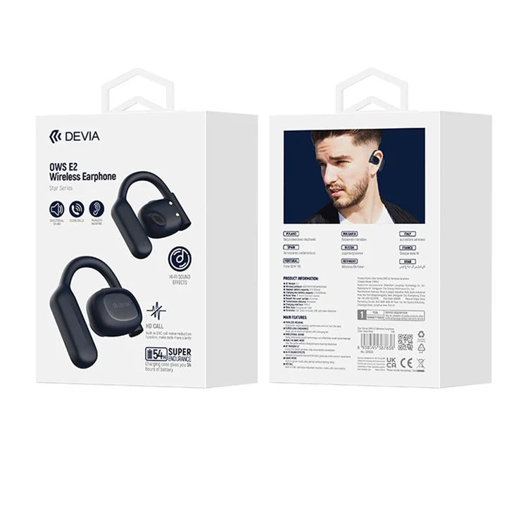 DEVIA Star Series EM043 OWS E2 Single Ear Wireless Earphone Ear-Hook ENC Noise Reduction Bluetooth Earbud