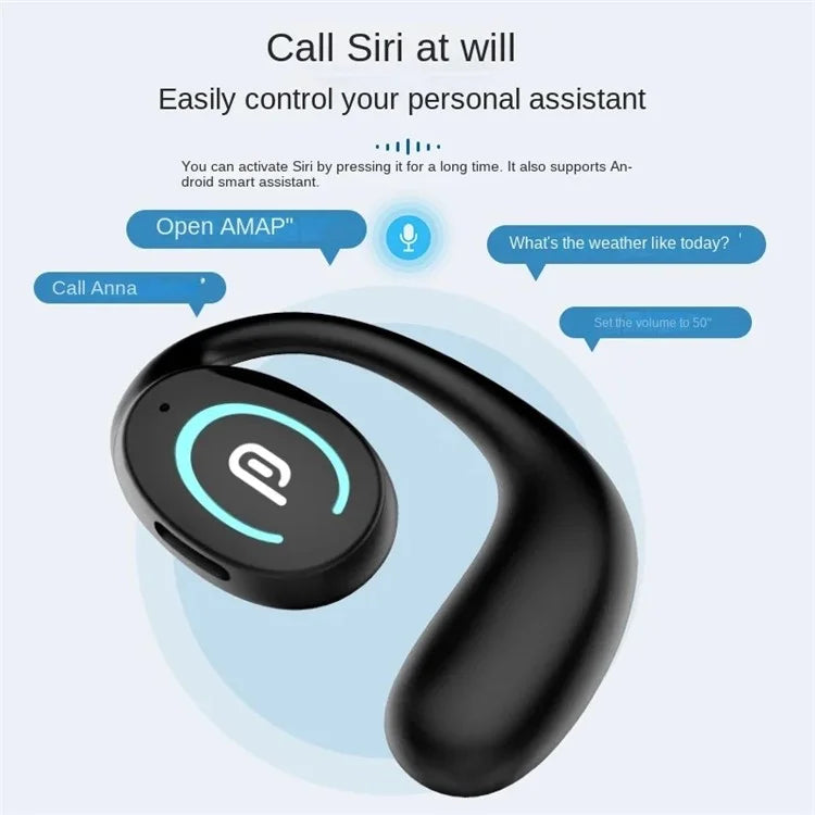 K9 Single Ear Bluetooth 5.3 Earhook Headset Bone Conduction Music Earphone