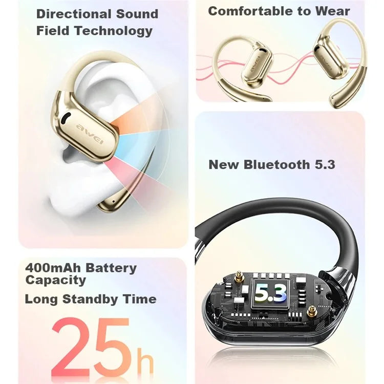 AWEI TZ8 OWS Bluetooth Earphone Air Conduction Earhook Music Headset