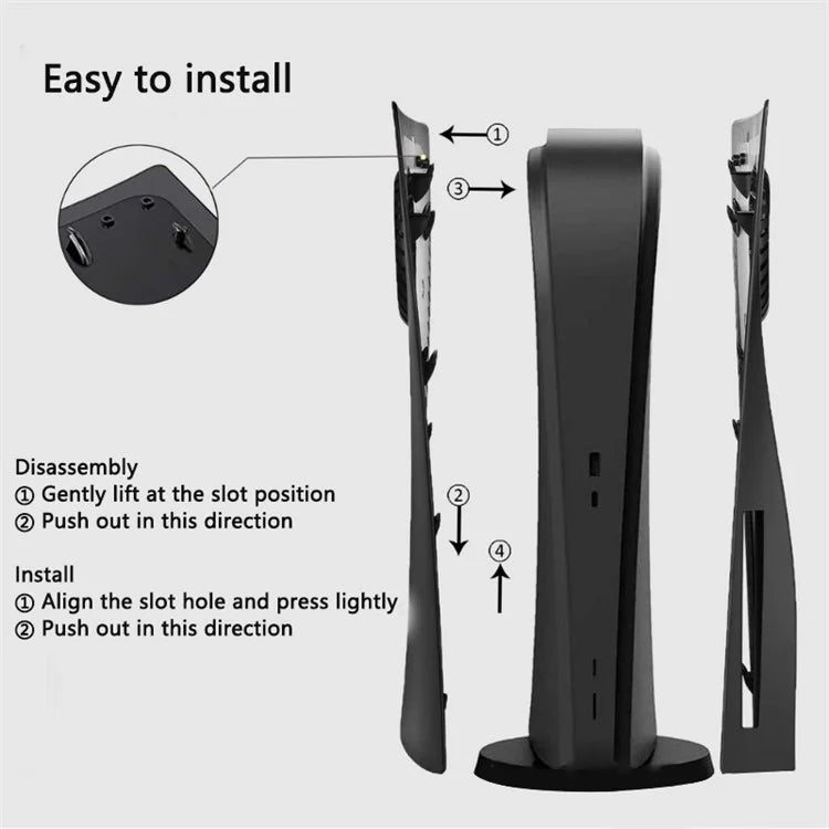 For PS5 Disc Version Protective Case with Heat Dissipation Hole Game Console Replacement Shell