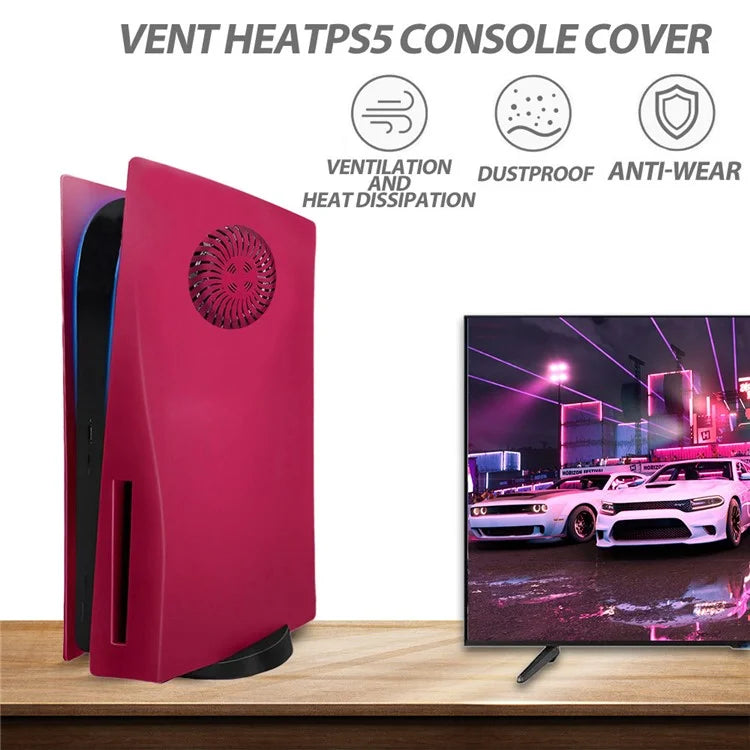For PS5 Disc Version Protective Case with Heat Dissipation Hole Game Console Replacement Shell