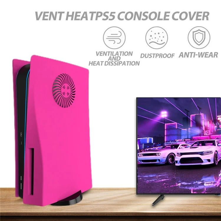For PS5 Disc Version Protective Case with Heat Dissipation Hole Game Console Replacement Shell