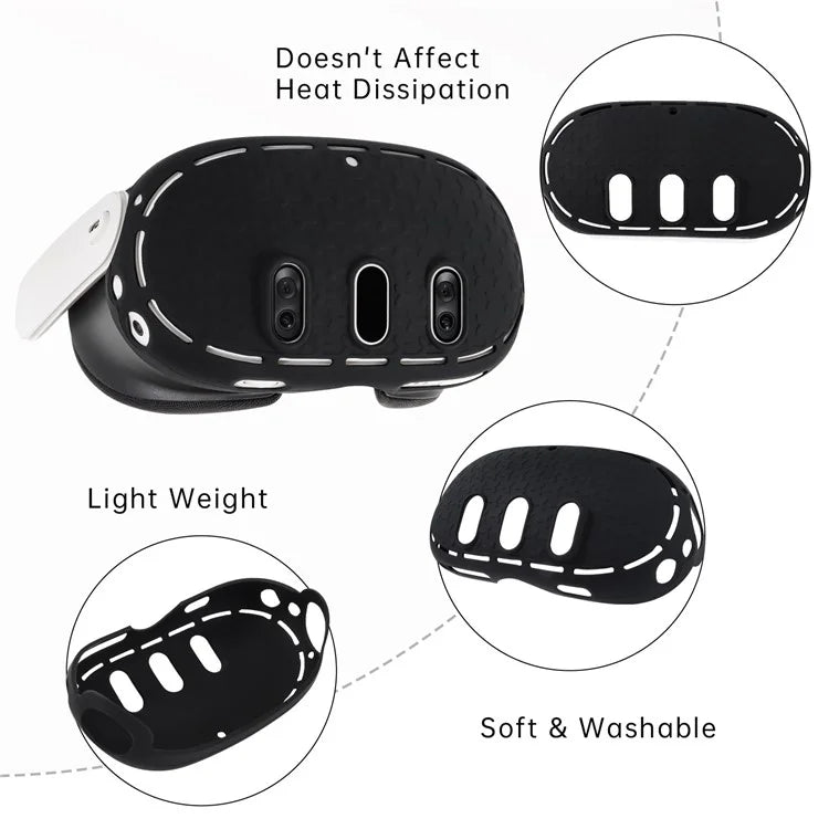For Meta Quest 3 Soft Silicone Protective Shell VR Headset Anti-dust Anti-drop Cover