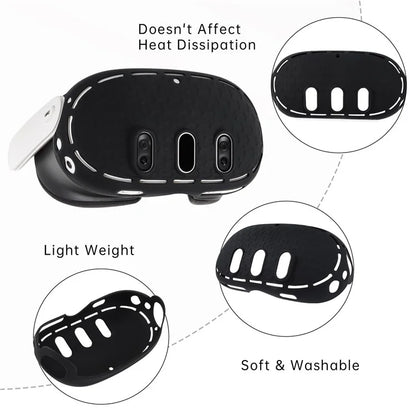 For Meta Quest 3 Soft Silicone Protective Shell VR Headset Anti-dust Anti-drop Cover