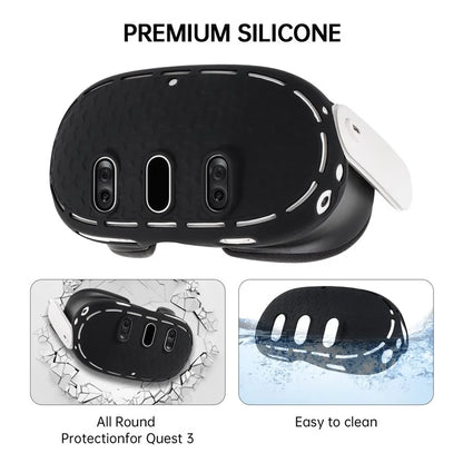 For Meta Quest 3 Soft Silicone Protective Shell VR Headset Anti-dust Anti-drop Cover