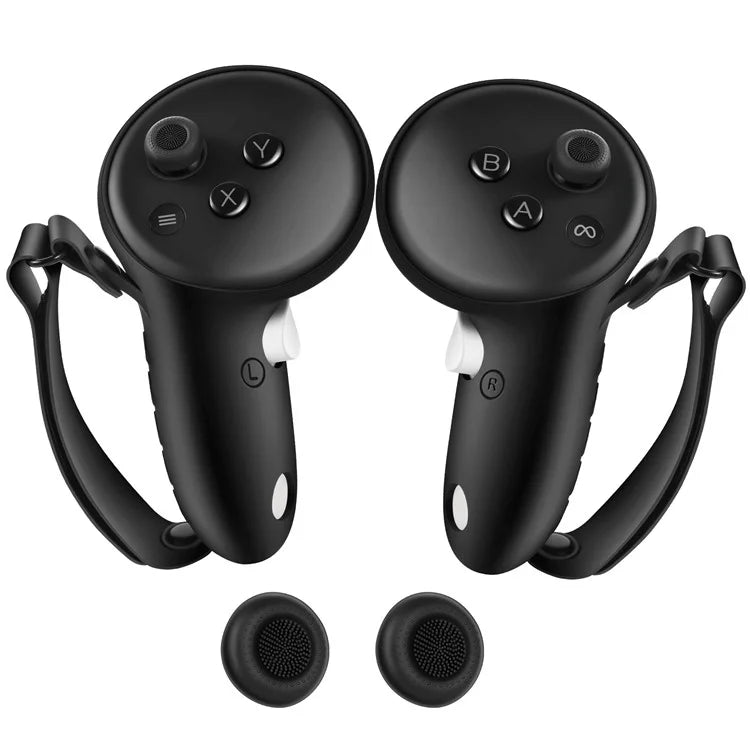 For Meta Quest 3 Controller 1 Pair Silicone Protective Cover Anti-slip Handle Sleeve with Palm Strap