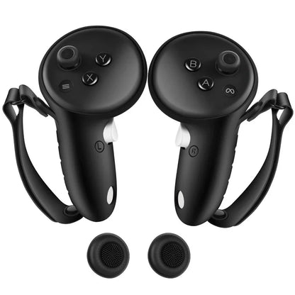 For Meta Quest 3 Controller 1 Pair Silicone Protective Cover Anti-slip Handle Sleeve with Palm Strap