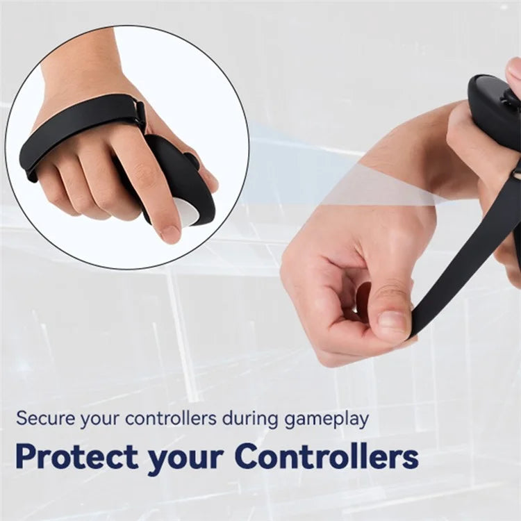 For Meta Quest 3 Controller 1 Pair Silicone Protective Cover Anti-slip Handle Sleeve with Palm Strap
