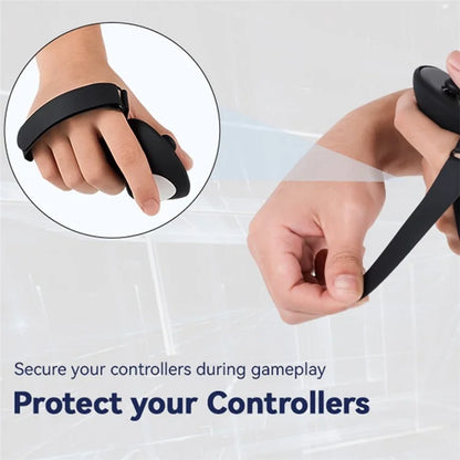 For Meta Quest 3 Controller 1 Pair Silicone Protective Cover Anti-slip Handle Sleeve with Palm Strap