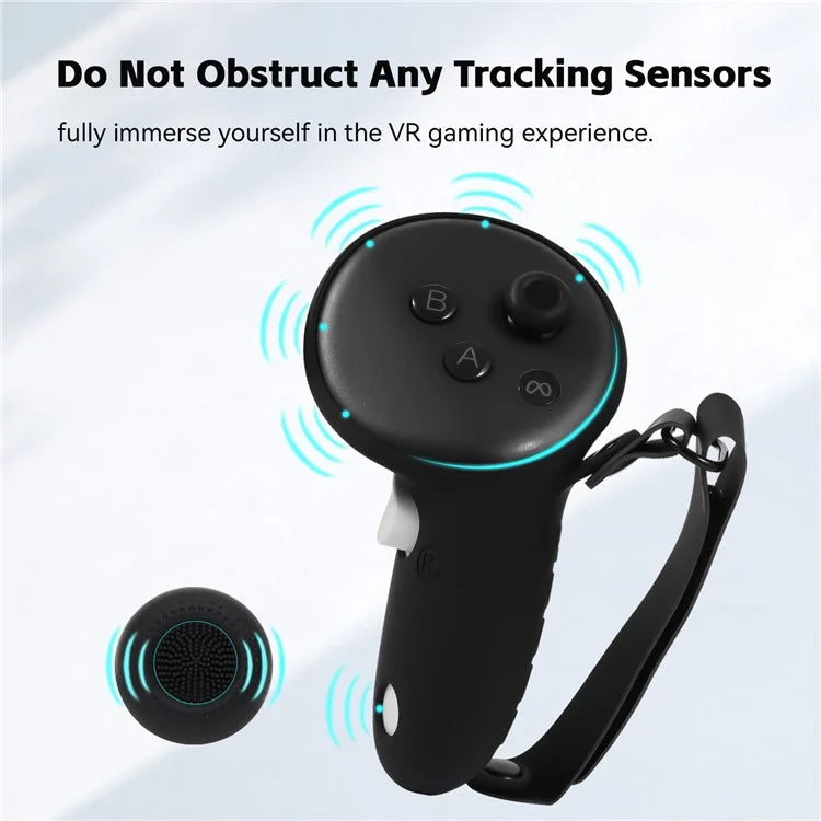 For Meta Quest 3 Controller 1 Pair Silicone Protective Cover Anti-slip Handle Sleeve with Palm Strap