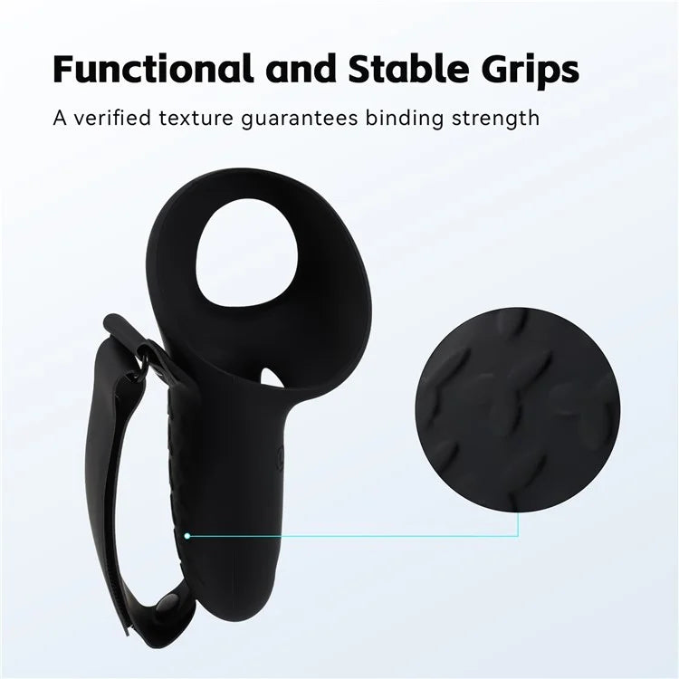 For Meta Quest 3 Controller 1 Pair Silicone Protective Cover Anti-slip Handle Sleeve with Palm Strap