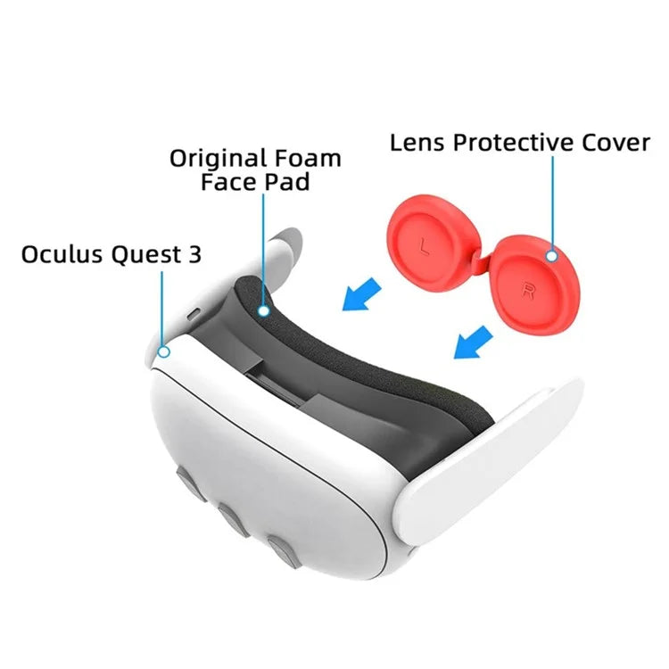 For Meta Quest 3 VR Lens Dustproof Cover Protector Anti-Scratch Silicone Lens Cap