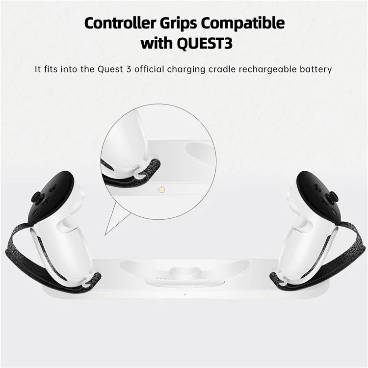 For Meta Quest 3 Controller Anti-slip Battery Cover with Hand Strap + Rocker Cap