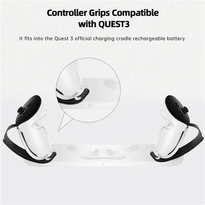 For Meta Quest 3 Controller Anti-slip Battery Cover with Hand Strap + Rocker Cap