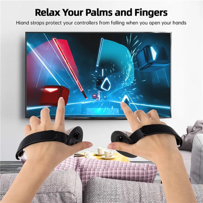 For Meta Quest 3 Controller Anti-slip Battery Cover with Hand Strap + Rocker Cap