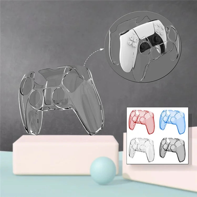 Split Type Clear PC Cover for PS5 Game Controller Ultra Thin Protective Case Blue