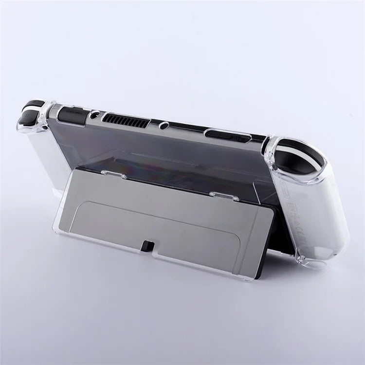 For Nintendo Switch OLED Protector Transparent Hard PC Case with Kickstand