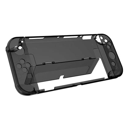 For Nintendo Switch OLED Protector Transparent Hard PC Case with Kickstand Black