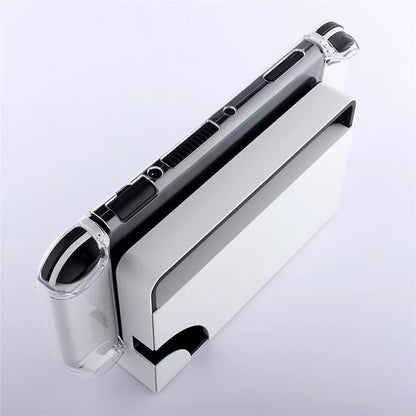For Nintendo Switch OLED Protector Transparent Hard PC Case with Kickstand Black
