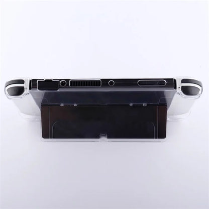 For Nintendo Switch OLED Protector Transparent Hard PC Case with Kickstand Black