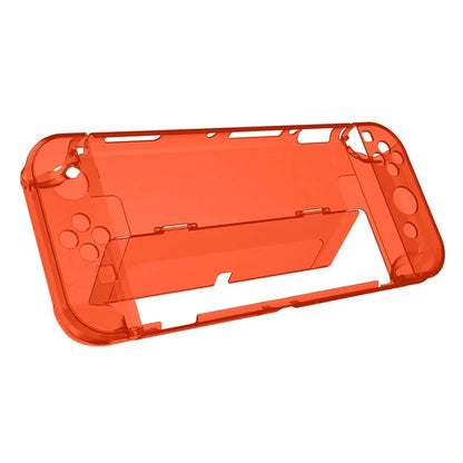 For Nintendo Switch OLED Protector Transparent Hard PC Case with Kickstand Red