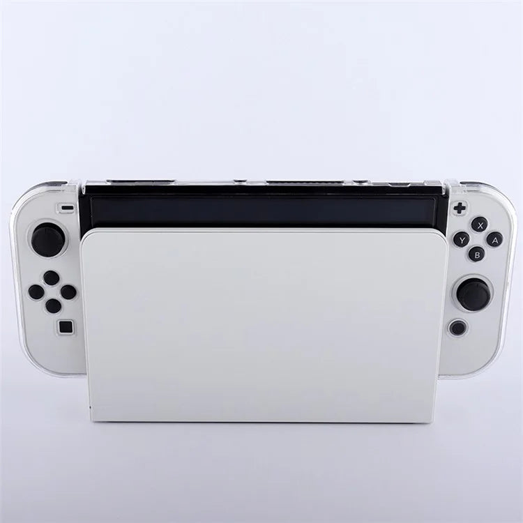 For Nintendo Switch OLED Protector Transparent Hard PC Case with Kickstand Blue