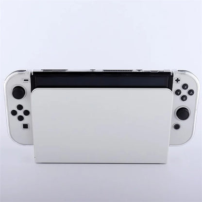 For Nintendo Switch OLED Protector Transparent Hard PC Case with Kickstand Blue