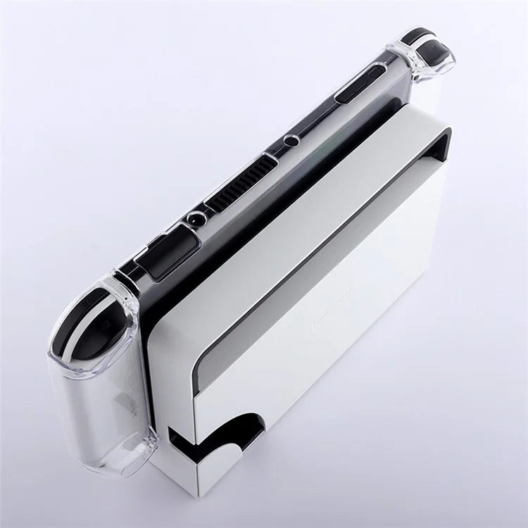 For Nintendo Switch OLED Protector Transparent Hard PC Case with Kickstand Blue