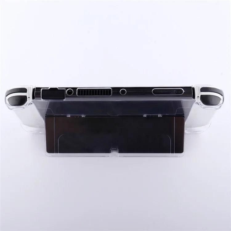 For Nintendo Switch OLED Protector Transparent Hard PC Case with Kickstand Blue