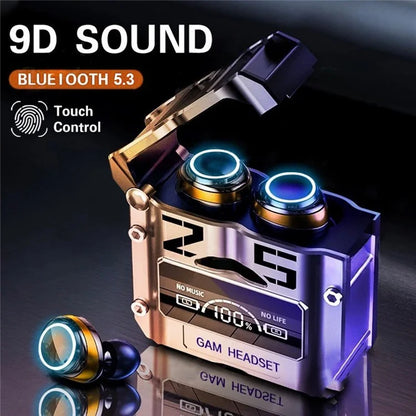 M25 Mecha Design Bluetooth Earphone Digital Display TWS Gaming Wireless In-ear Headset