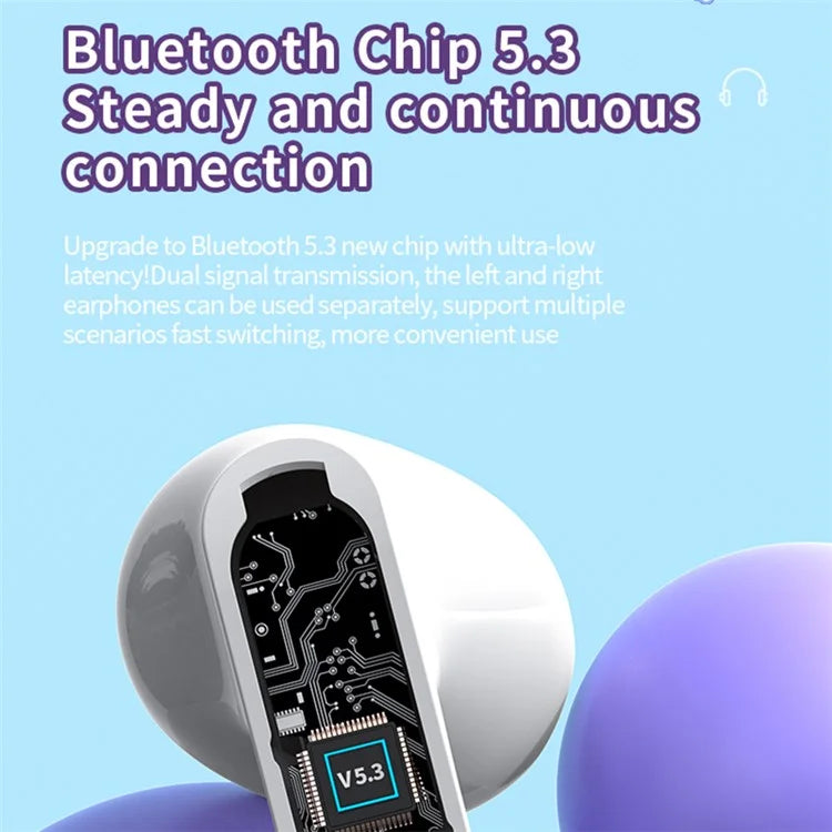 TM70 TWS Bluetooth Earphone Dynamic Lighting HiFi Stereo Earbuds with Transparent Charging Case