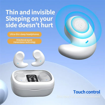 SM01 TWS Digital Display Bluetooth Earphone Mini Sleep Earbuds Wireless Music Headset