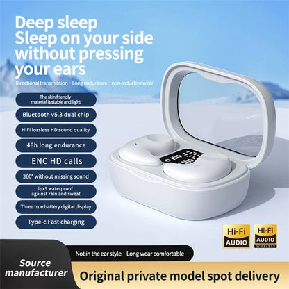 SM01 TWS Digital Display Bluetooth Earphone Mini Sleep Earbuds Wireless Music Headset