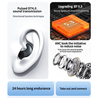 SM01 TWS Digital Display Bluetooth Earphone Mini Sleep Earbuds Wireless Music Headset