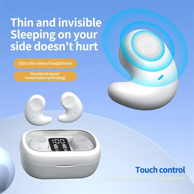 SM01 TWS Digital Display Bluetooth Earphone Mini Sleep Earbuds Wireless Music Headset