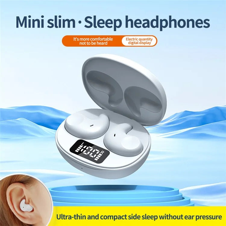 SM02 TWS Bluetooth Earphone Mini Sleep Earbuds Digital Display Wireless Headset