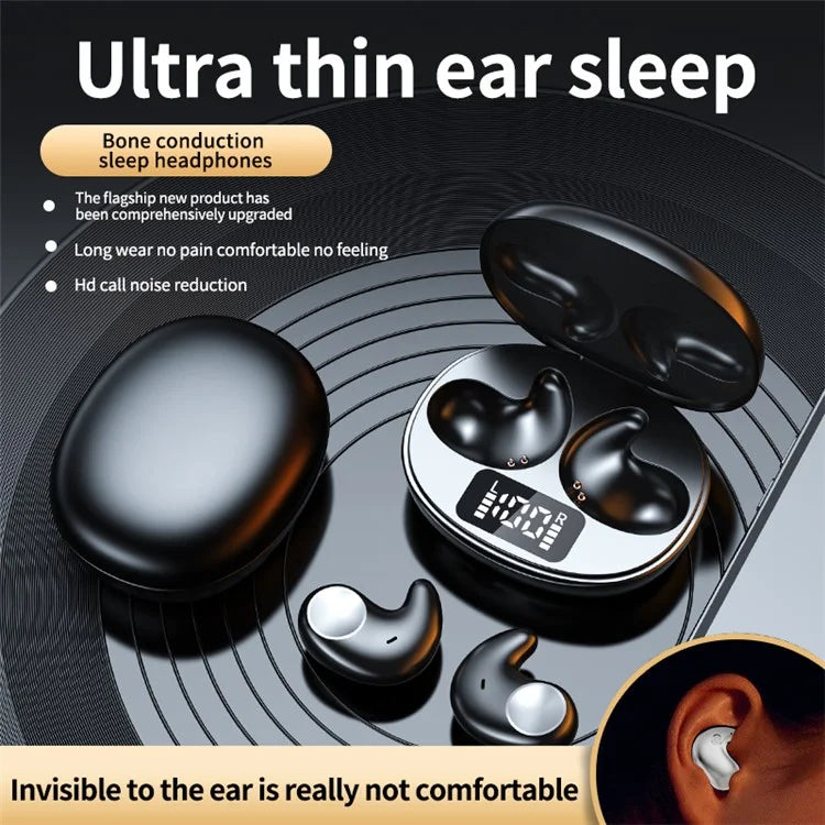 SM02 TWS Bluetooth Earphone Mini Sleep Earbuds Digital Display Wireless Headset
