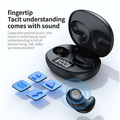 SM02 TWS Bluetooth Earphone Mini Sleep Earbuds Digital Display Wireless Headset