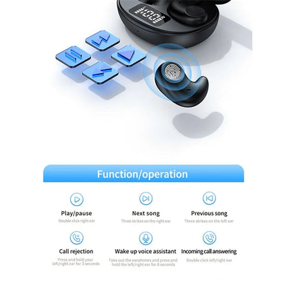 SM02 TWS Bluetooth Earphone Mini Sleep Earbuds Digital Display Wireless Headset