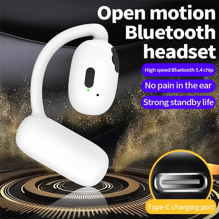 V21 Single Ear Rotating Hook Earphone OWS Bluetooth 5.4 Stereo Headphone