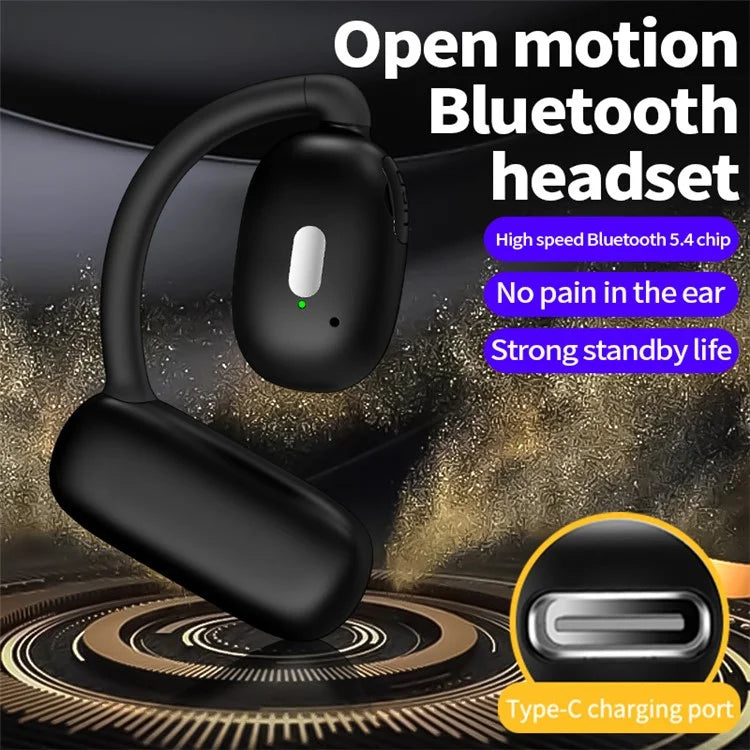 V21 Single Ear Rotating Hook Earphone OWS Bluetooth 5.4 Stereo Headphone